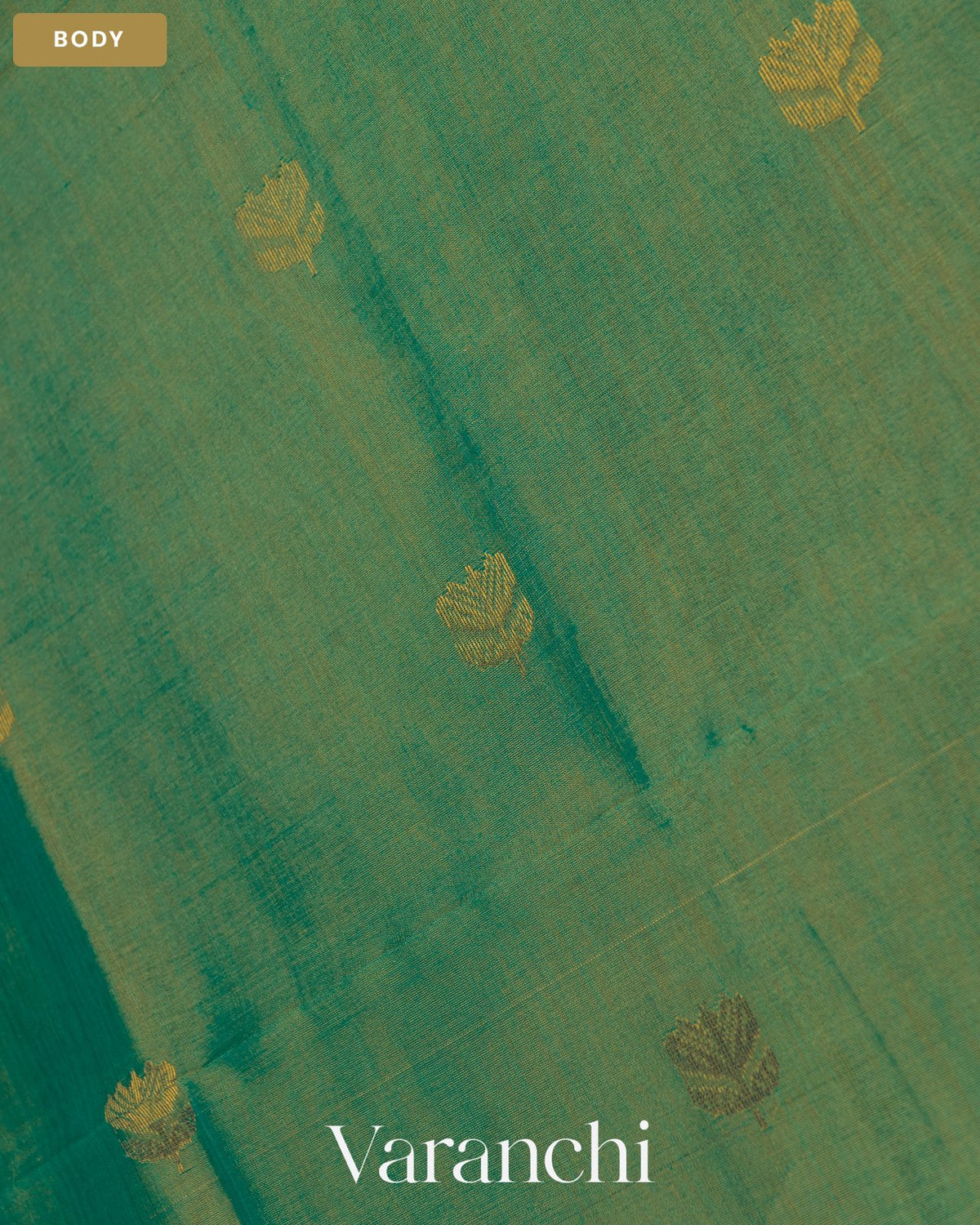 Aqua Blue Pure Maheshwari Silk Cotton Handloom Saree — Body