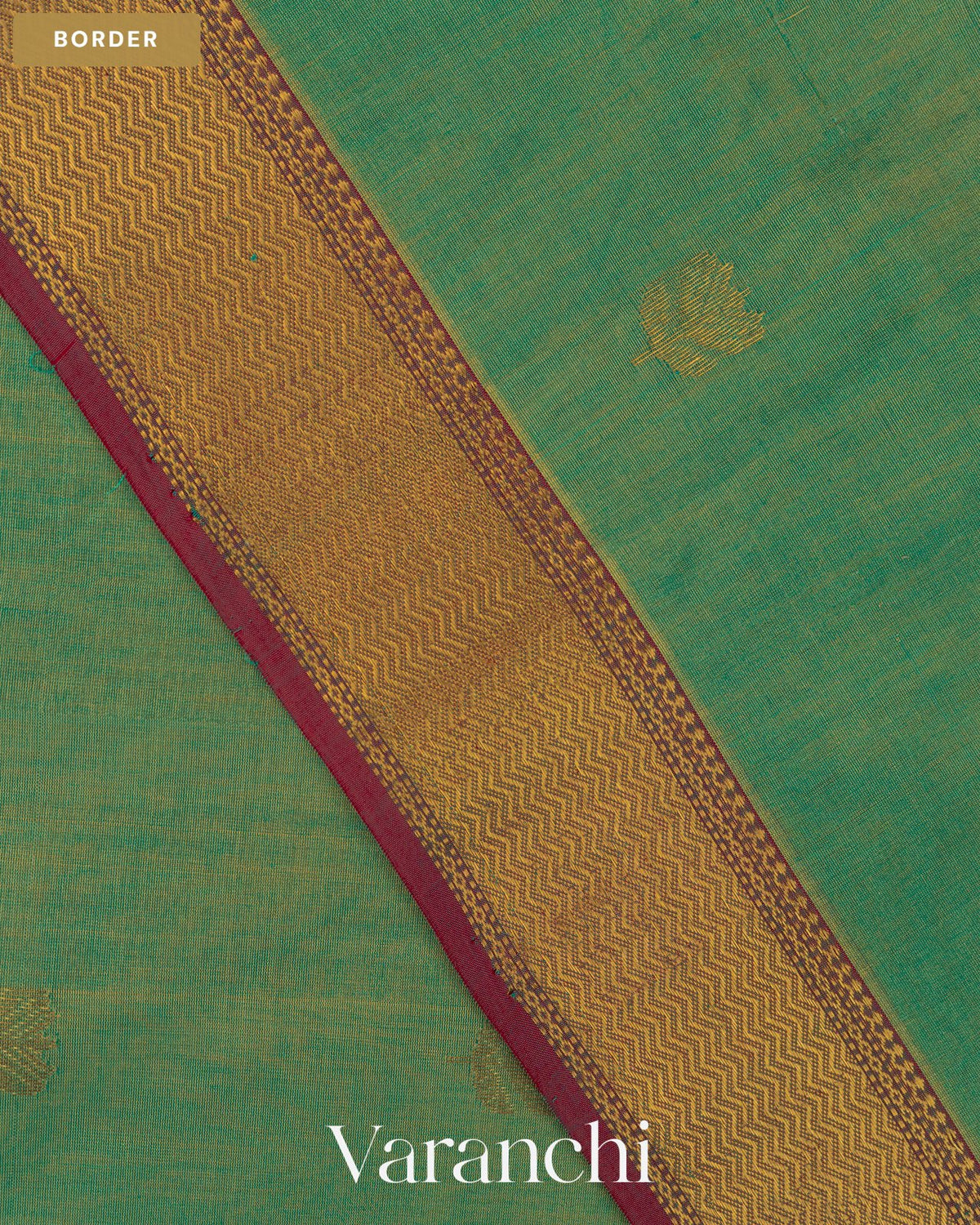 Aqua Blue Pure Maheshwari Silk Cotton Handloom Saree — Border