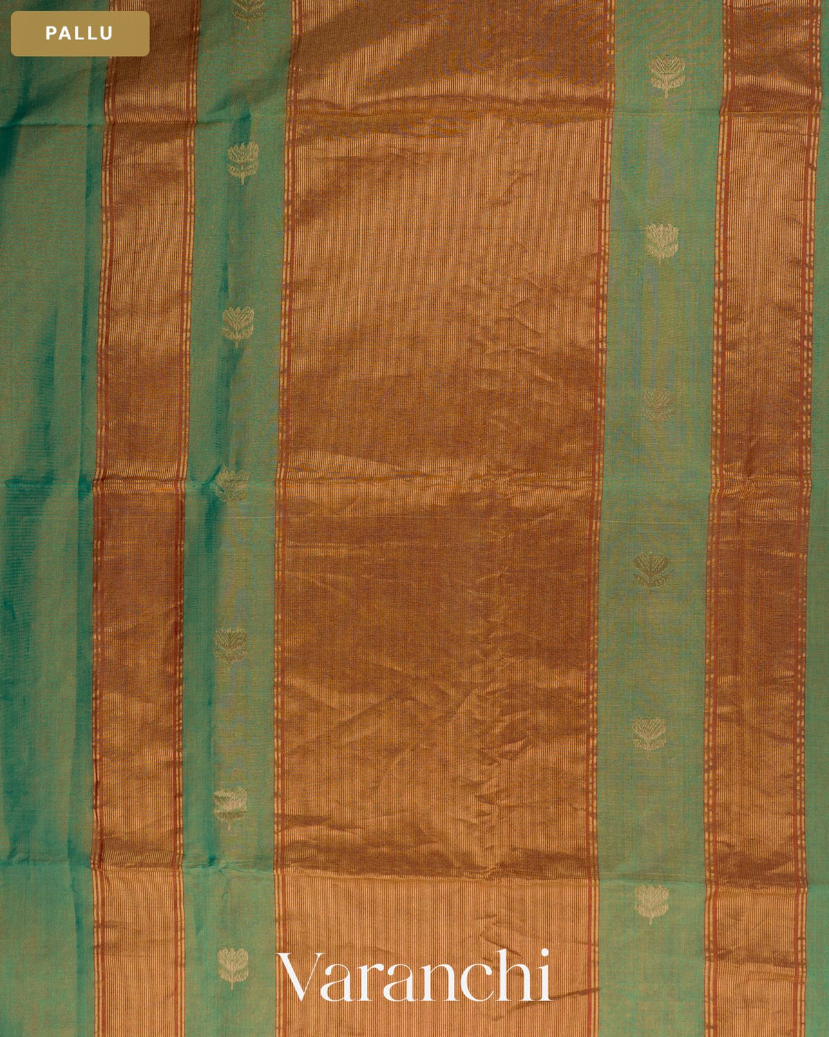 Aqua Blue Pure Maheshwari Silk Cotton Handloom Saree — Pallu