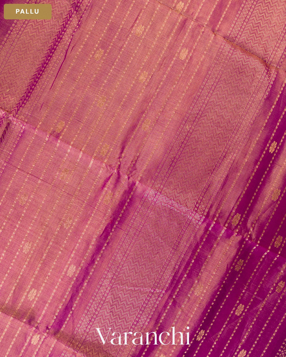 Purple Zigzag Borderd Pure Maheshwari Silk Cotton Handloom Saree — Pallu