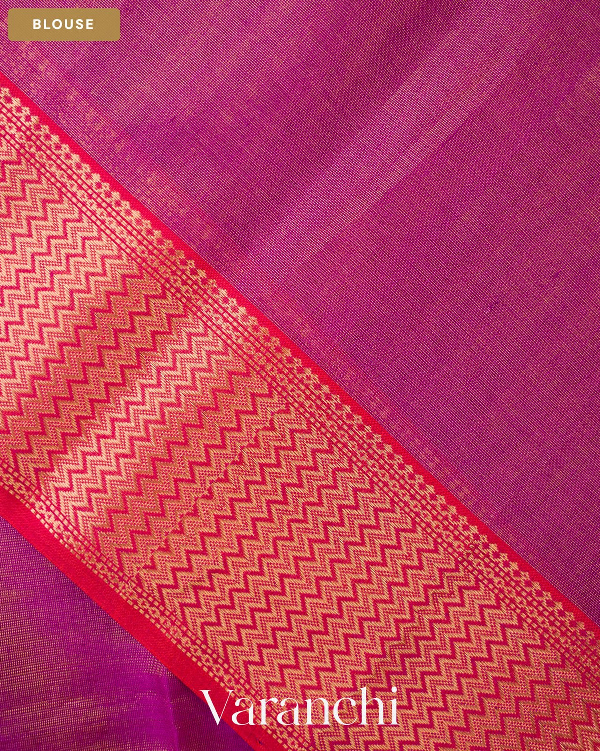 Purple Zigzag Borderd Pure Maheshwari Silk Cotton Handloom Saree — Blouse