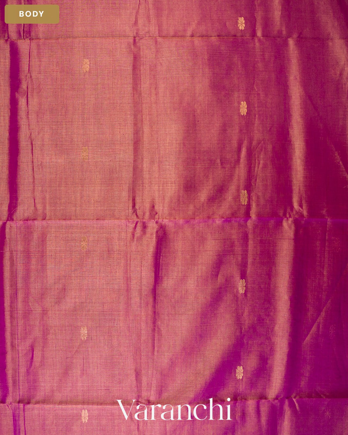 Purple Zigzag Borderd Pure Maheshwari Silk Cotton Handloom Saree — Body