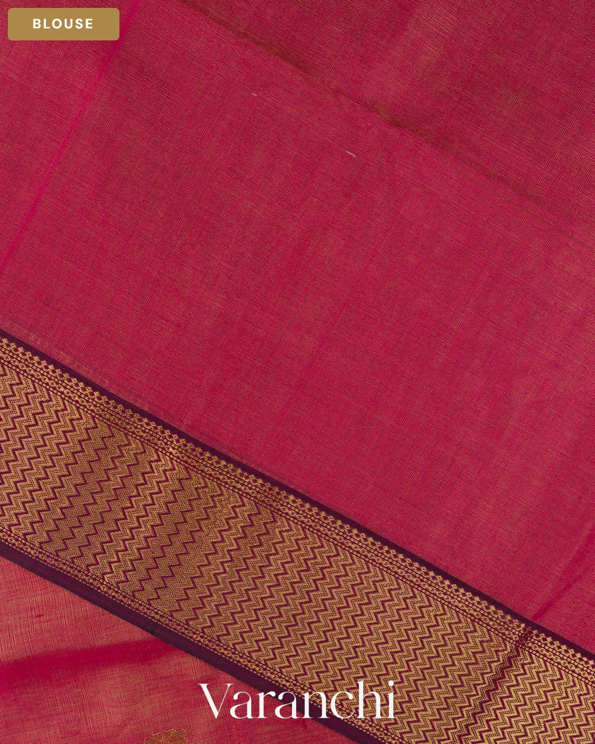 Magenta Zigzag Borderd Pure Maheshwari Silk Cotton Handloom Saree — Blouse