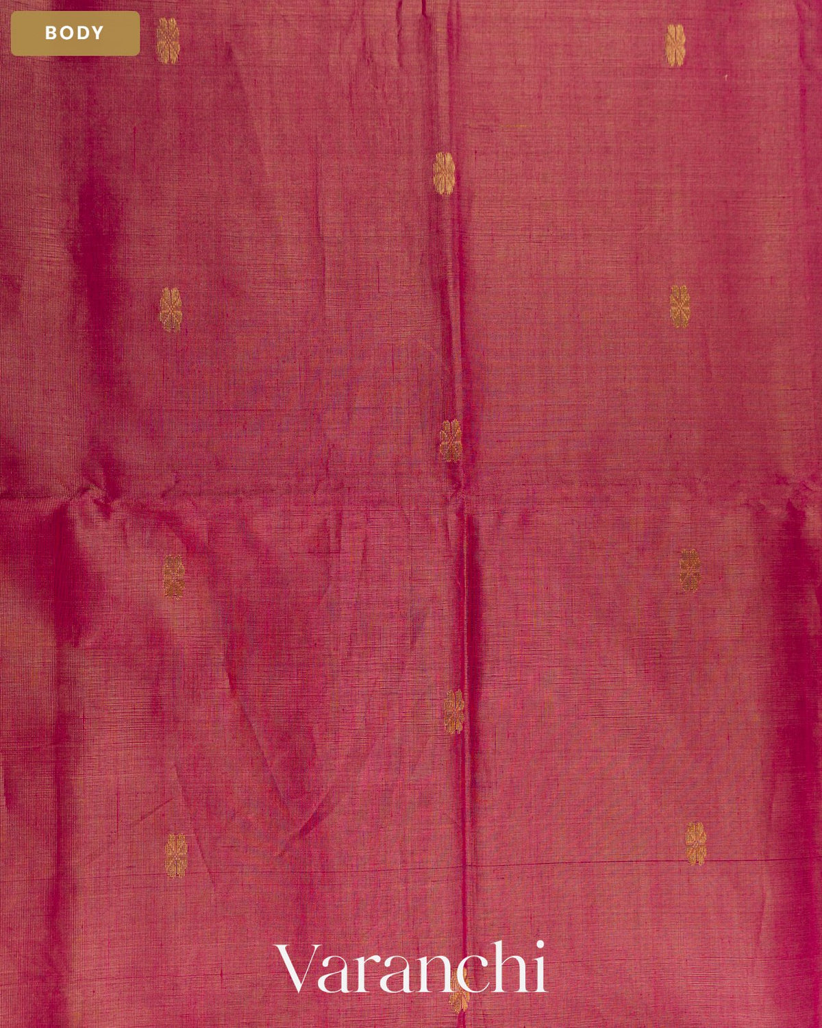 Magenta Zigzag Borderd Pure Maheshwari Silk Cotton Handloom Saree — Body