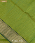 Parrot Green Zigzag Borderd Pure Maheshwari Silk Cotton Handloom Saree — Blouse
