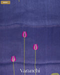 Midnight Blue Lotus Jamdani Pure Silk Linen Handloom Saree — Body