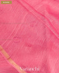 Rose Pink Lotus Jamdani Pure Silk Linen Handloom Saree — Blouse
