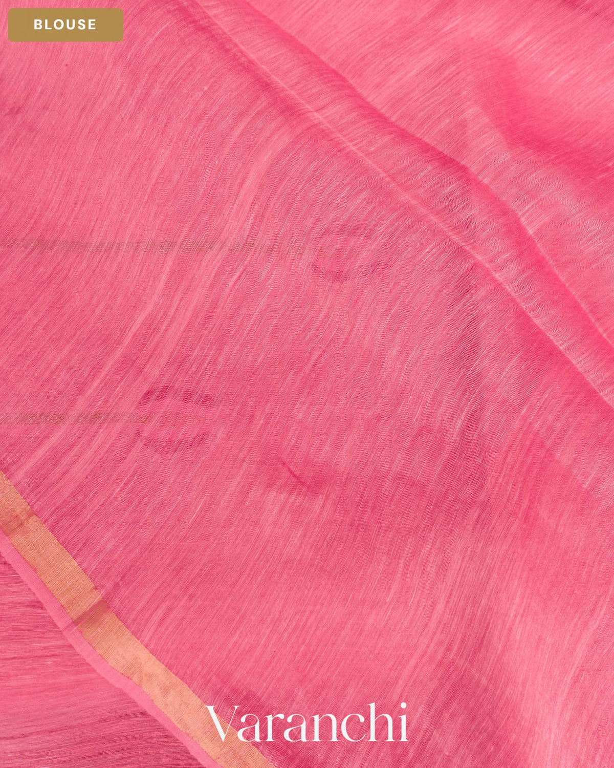 Rose Pink Lotus Jamdani Pure Silk Linen Handloom Saree — Blouse