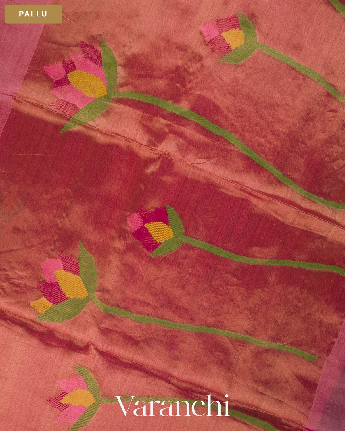 Baby Pink Jamdani Pure Mulberry Silk Handloom Saree — Pallu