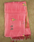 Baby Pink Jamdani Pure Mulberry Silk Handloom Saree — Folded
