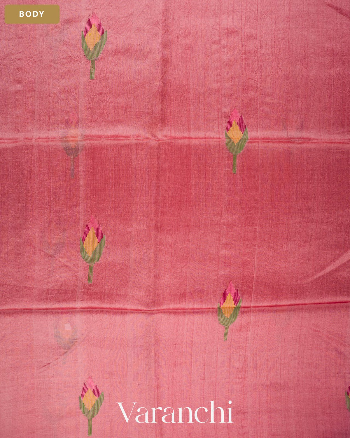 Baby Pink Jamdani Pure Mulberry Silk Handloom Saree — Body