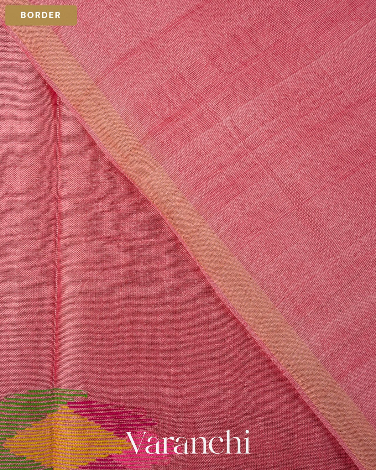 Baby Pink Jamdani Pure Mulberry Silk Handloom Saree — Border