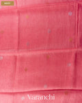 Pink Peach Jamdani Pure Silk Linen Handloom Saree — Body