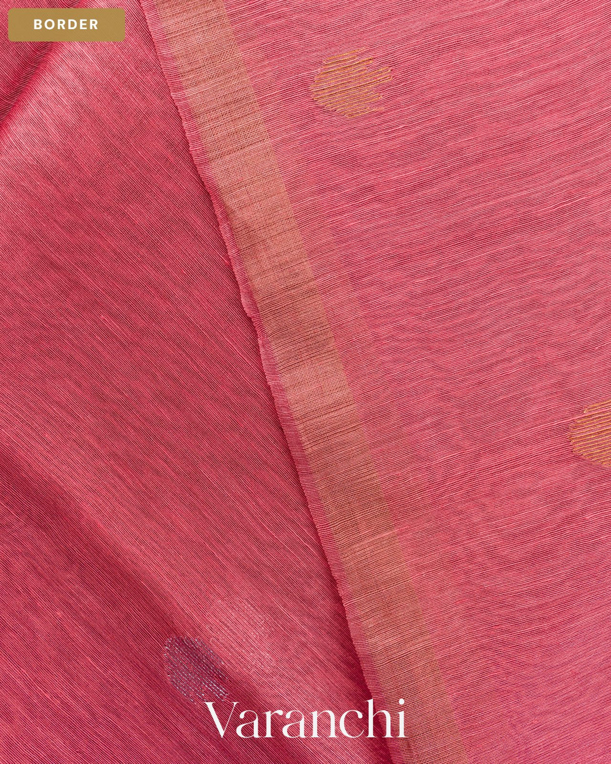 Pink Peach Jamdani Pure Silk Linen Handloom Saree — Border