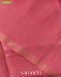 Pink Peach Jamdani Pure Silk Linen Handloom Saree — Blouse