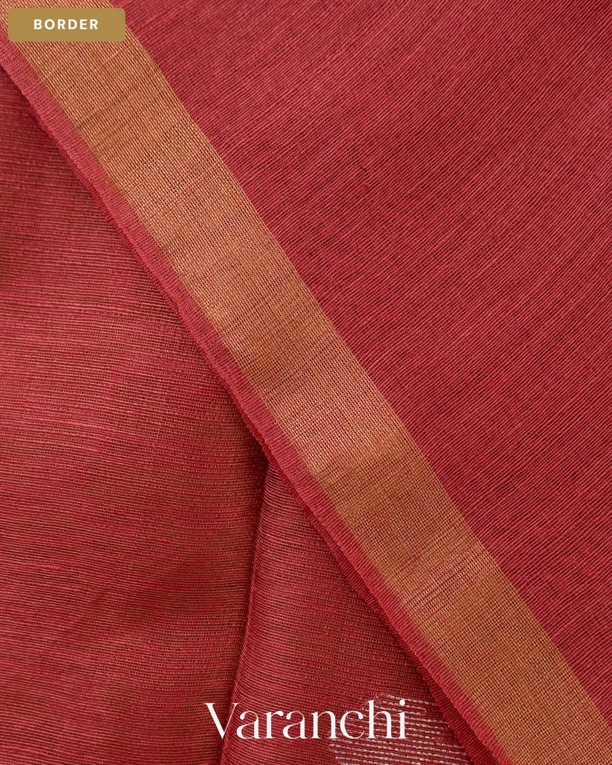 Light Burgandy Jamdani Pure Silk Linen Handloom Saree — Border
