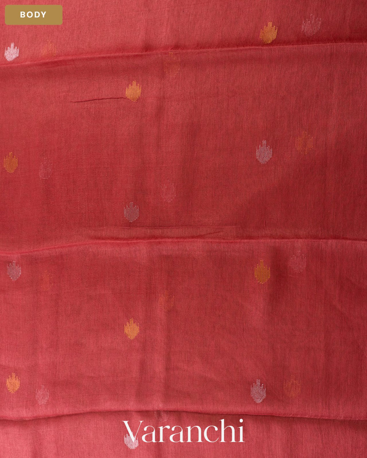 Light Burgandy Jamdani Pure Silk Linen Handloom Saree — Body