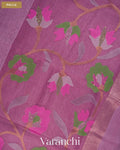 Lavender Jamdani Pure Silk Linen Handloom Saree — Pallu