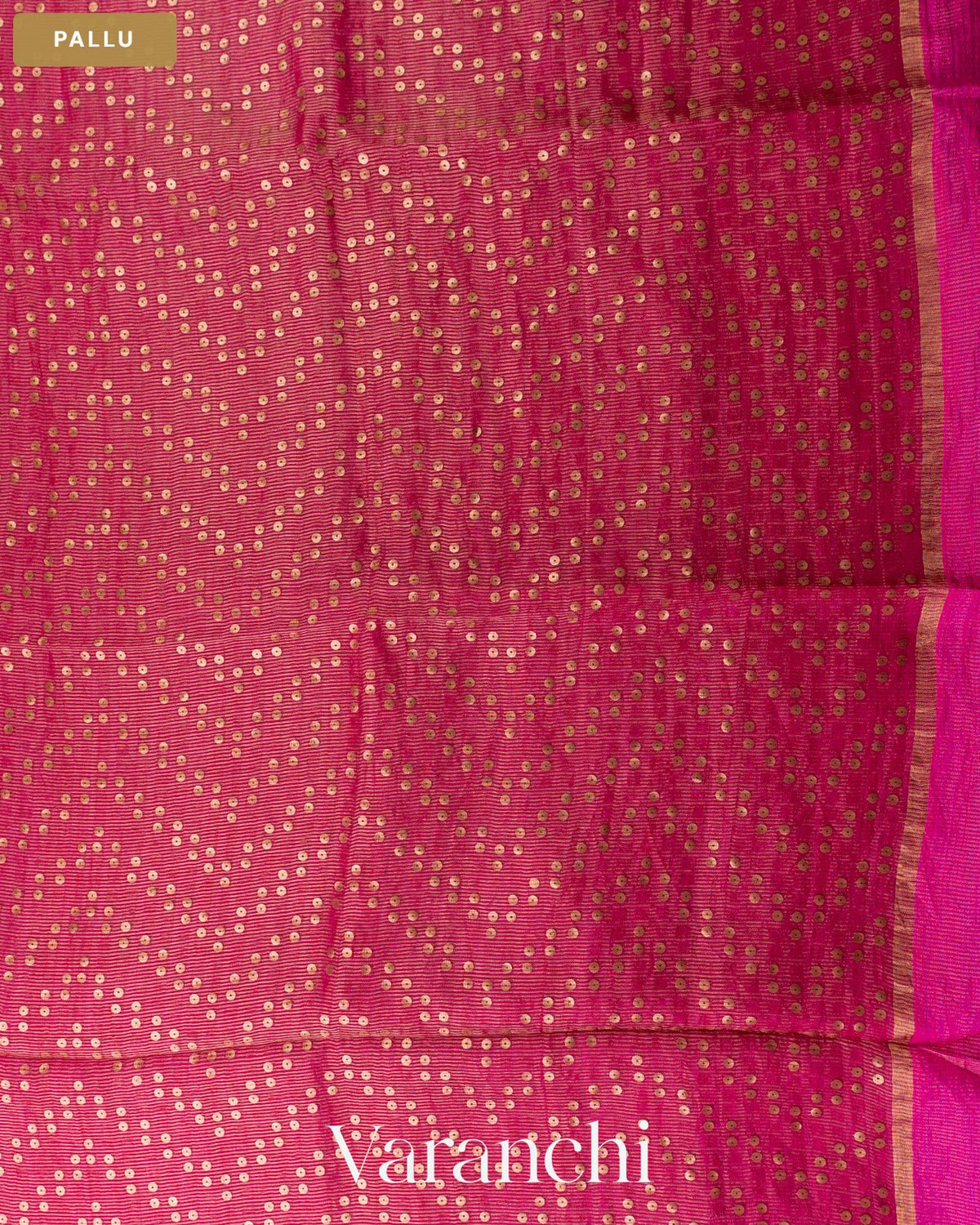 Rani Pink with Sequin Embroidery Pure Muslin Silk Handloom Saree — Pallu