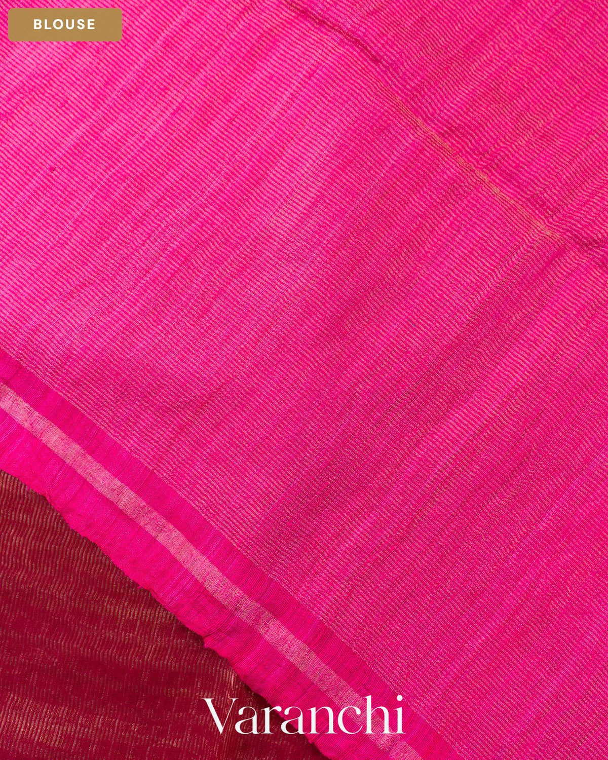 Rani Pink with Sequin Embroidery Pure Muslin Silk Handloom Saree — Blouse