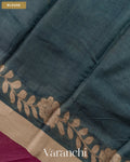 Magenta Kalamkari Printed Pure Tussar Silk Saree — Blouse