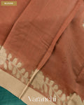 Teal Blue Kalamkari Printed Pure Tussar Silk Saree — Blouse