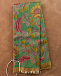 Sea Green Kalamkari Printed Pure Tussar Silk Saree — Full Saree