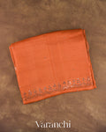 Rust Orange Mirror-Embroidered Pure Kota Tussar Silk Handloom Saree — Folded
