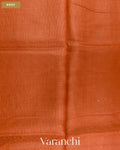 Rust Orange Mirror-Embroidered Pure Kota Tussar Silk Handloom Saree — Body