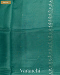 Turquoise Blue Mirror-Embroidered Pure Kota Tussar Silk Handloom Saree — Pallu