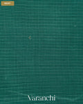 Turquoise Blue Mirror-Embroidered Pure Kota Tussar Silk Handloom Saree — Body