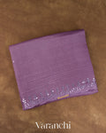 Mauve Mirror-Embroidered Pure Kota Tussar Silk Handloom Saree — Folded