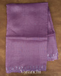 Mauve Mirror-Embroidered Pure Kota Tussar Silk Handloom Saree — Full Saree
