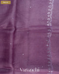 Mauve Mirror-Embroidered Pure Kota Tussar Silk Handloom Saree — Pallu