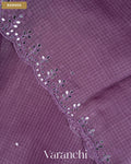 Mauve Mirror-Embroidered Pure Kota Tussar Silk Handloom Saree — Border