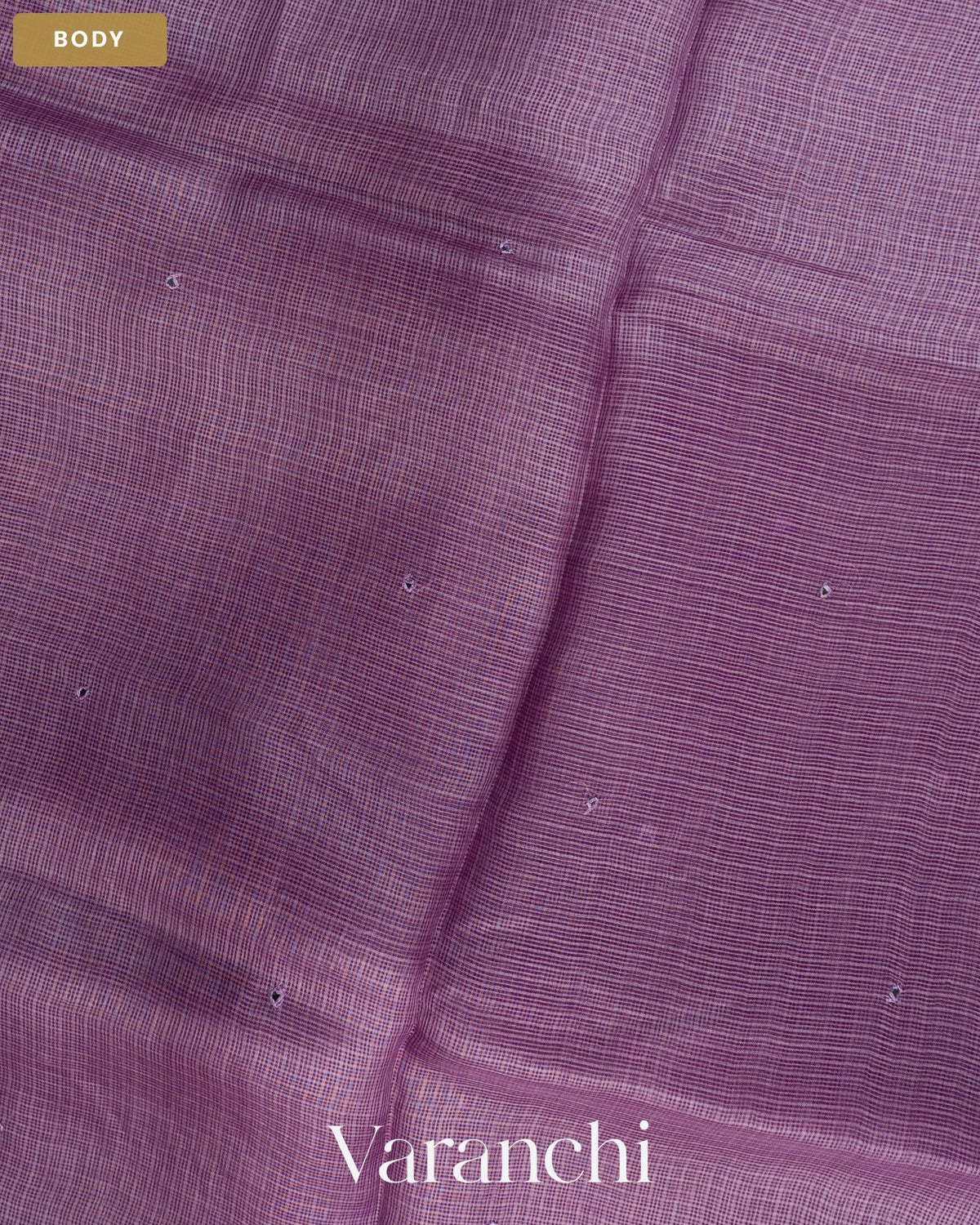Mauve Mirror-Embroidered Pure Kota Tussar Silk Handloom Saree — Body