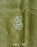 Rust Green Mirror-Embroidered Pure Kota Tussar Silk Handloom Saree