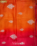 Tulip Red Ombre Floral Jaal Aari Work Pure Kota Tussar Silk Handloom Saree — Pallu