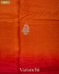 Tulip Red Ombre Floral Jaal Aari Work Pure Kota Tussar Silk Handloom Saree — Body