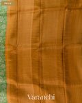 Green Floral Printed Pure Tussar Silk Saree — Pallu