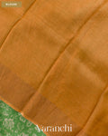 Green Floral Printed Pure Tussar Silk Saree — Blouse