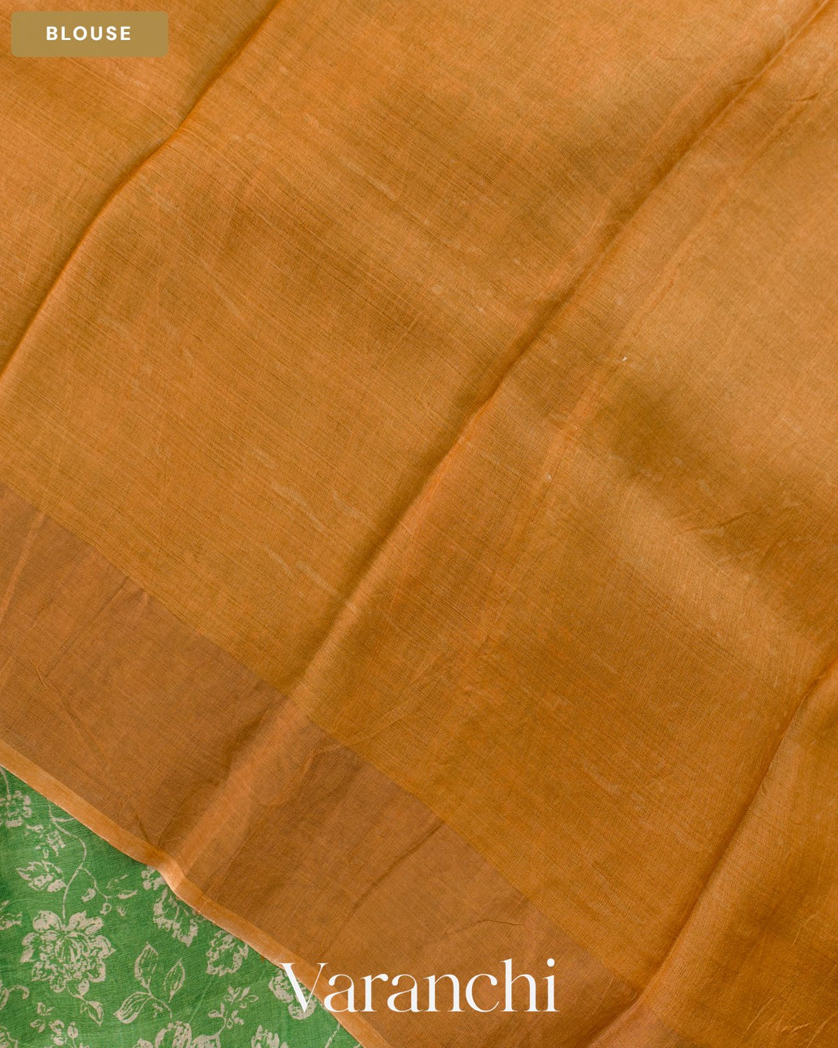 Green Floral Printed Pure Tussar Silk Saree — Blouse