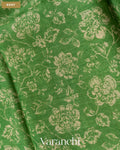 Green Floral Printed Pure Tussar Silk Saree — Body