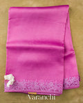 Orchid Purple Floral Embroidered Pure Kora Silk Saree — Full Saree