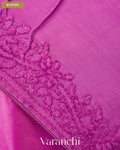 Orchid Purple Floral Embroidered Pure Kora Silk Saree — Blouse
