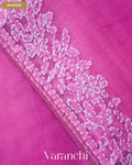 Orchid Purple Floral Embroidered Pure Kora Silk Saree — Border