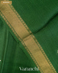 Bottle Green Checkered Pure Kota Tussar Silk Handloom Saree — Border