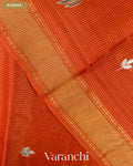 Rust Orange Checkered Pure Kota Tussar Silk Handloom Saree — Border