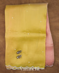 Mustard Yellow Ombre-dyed Pure Kora Silk Saree — Full Saree