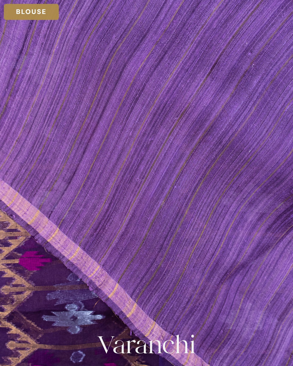 Deep Purple Jamdani Pure Muslin Silk Handloom Saree — Blouse